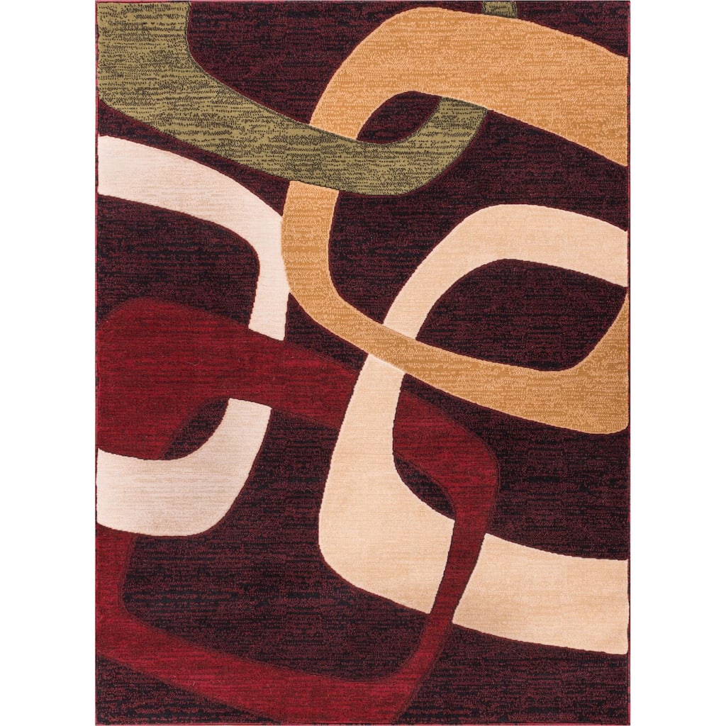 Squares Contemporary Multi Area Rug - 6'7" x 9'3"