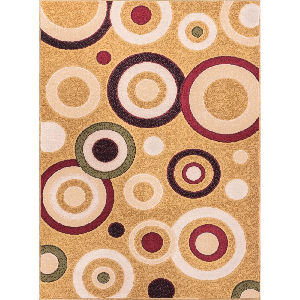 Circles Dark Beige Area Rug (5 X 7 2) (PolypropylenePile Height .4 inchesStyle ContemporaryPrimary color BeigeSecondary colors MultiPattern AbstactTip We recommend the use of a non skid pad to keep the rug in place on smooth surfaces.All rug sizes a