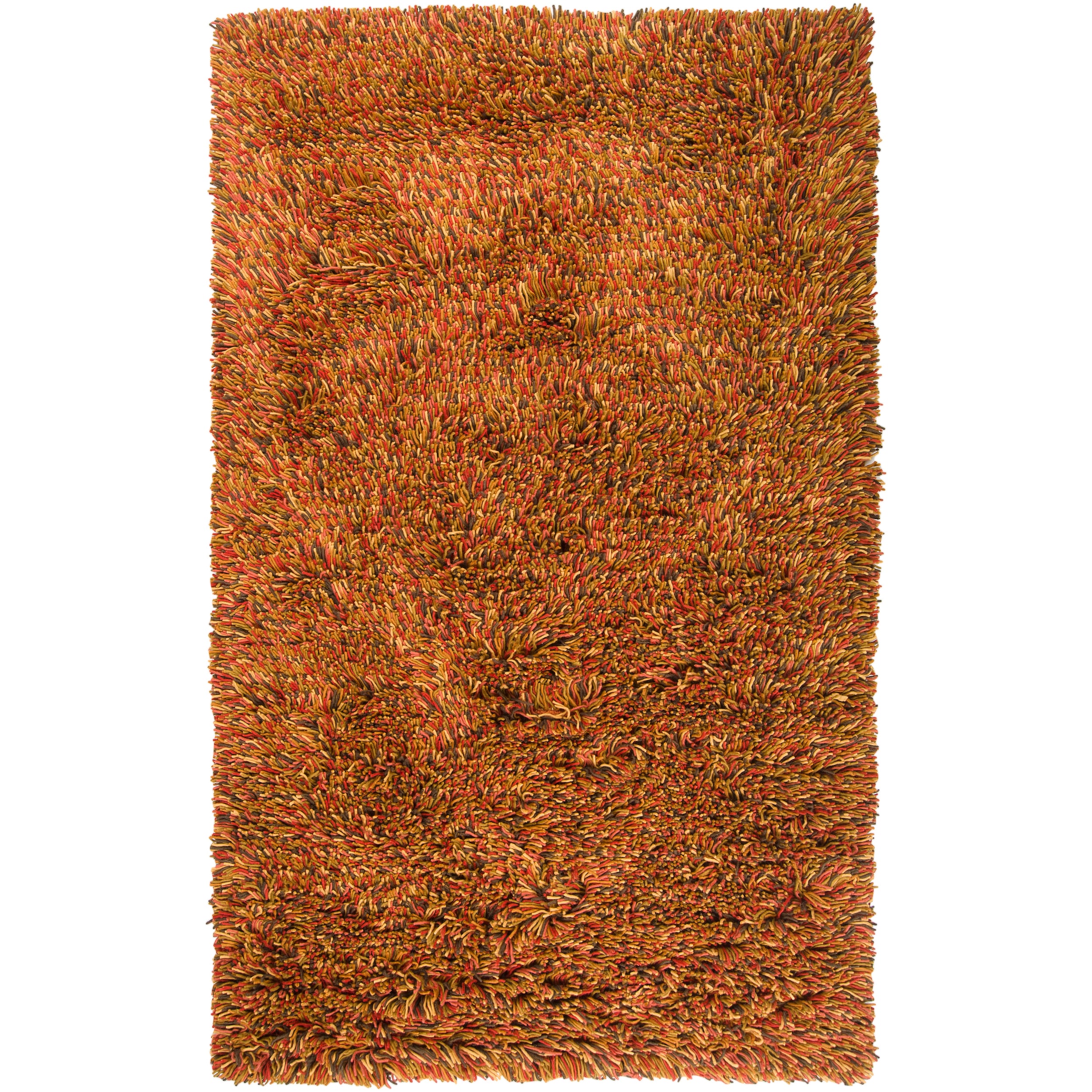 Hand woven Orange Bombo New Zealand Wool Rug (8 X 10)