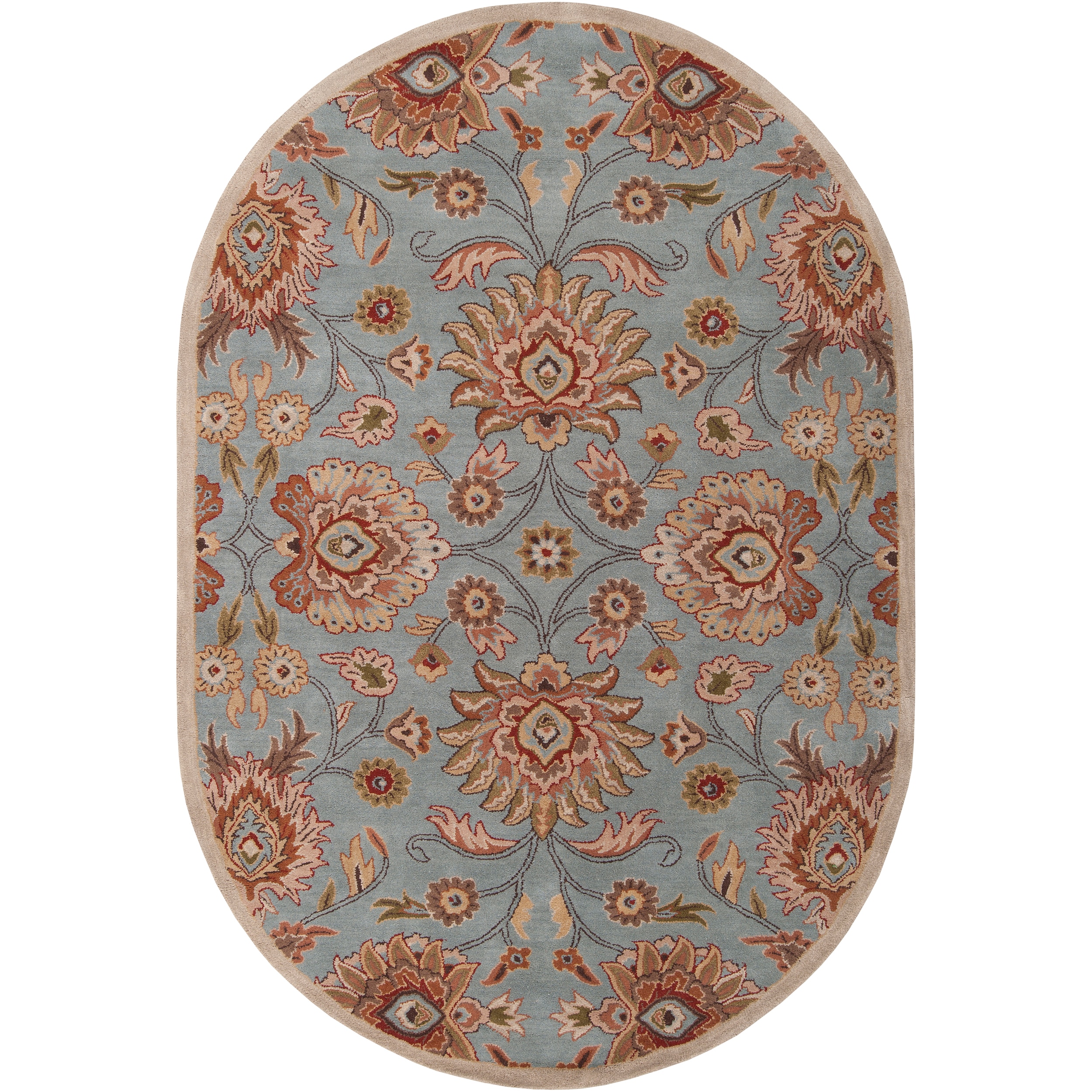 Hand tufted Blue Kiser Wool Rug (6 X 9 Oval)