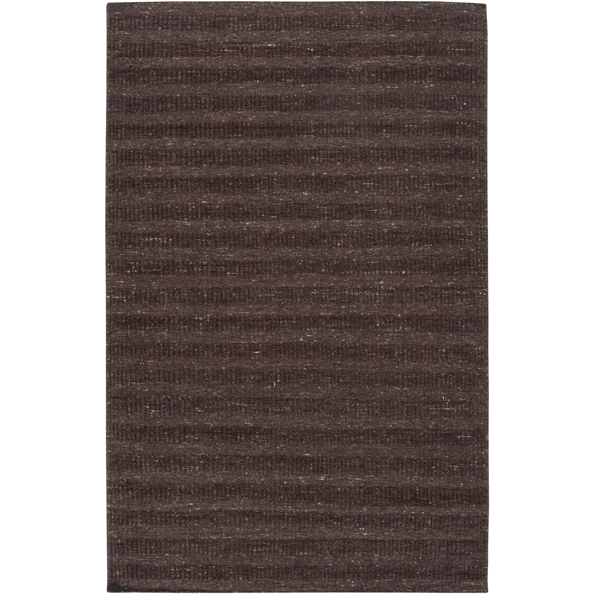 Hand crafted Solid Brown Baham Wool Rug (5 X 8)