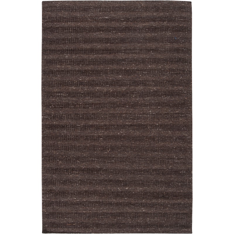 Hand-crafted Solid Brown Baham Wool Area Rug - 8' x 10' - 8' x 10'