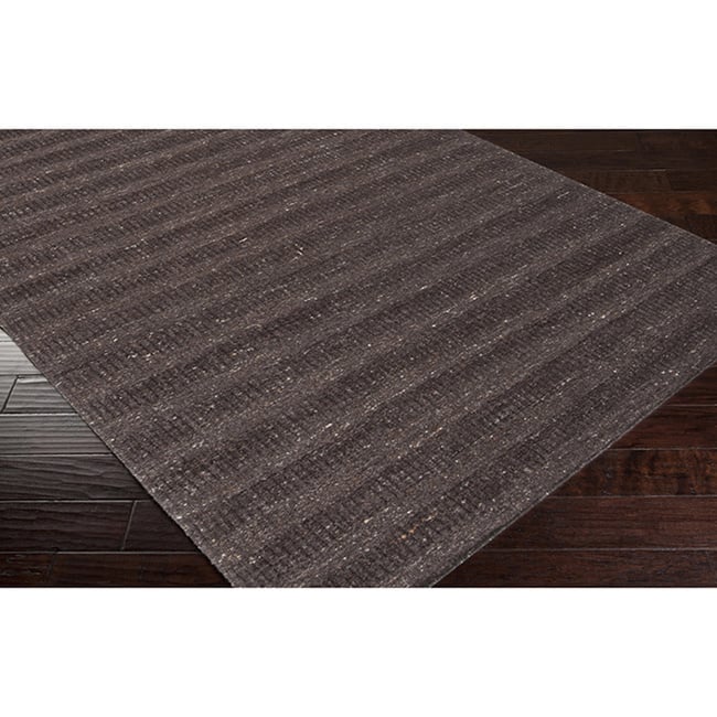 Hand-crafted Solid Brown Baham Wool Area Rug - 8' x 10' - 8' x 10'