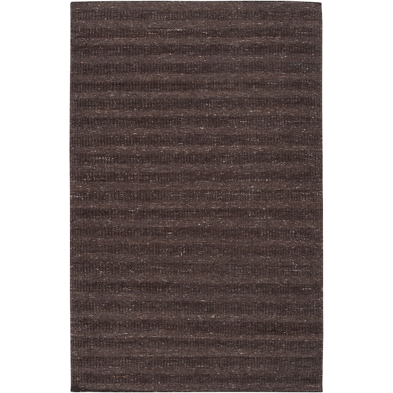 Hand-crafted Solid Brown Baham Wool Area Rug - 8' x 10' - 8' x 10' - 8' x 10' - Brown