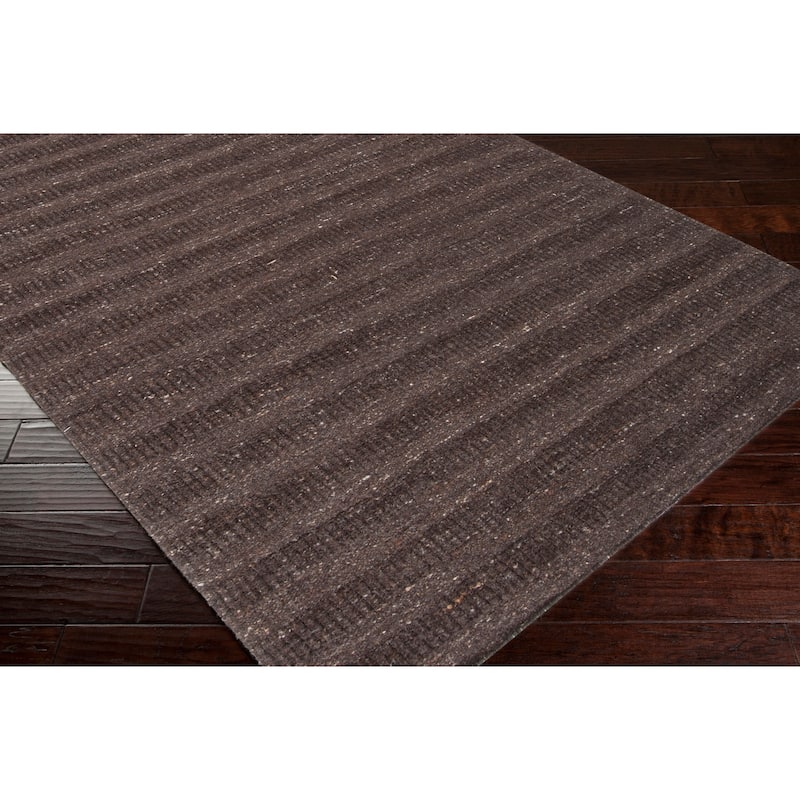 Hand-crafted Solid Brown Baham Wool Area Rug - 8' x 10' - 8' x 10'
