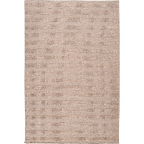 Hand-crafted Solid Beige Baham Wool Area Rug - 8' x 10'