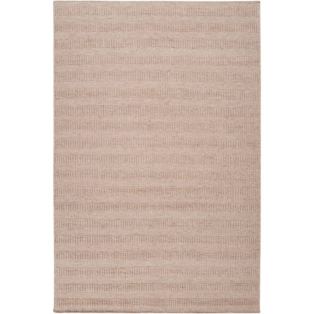 Hand-crafted Solid Beige Baham Wool Area Rug - 8' x 10'