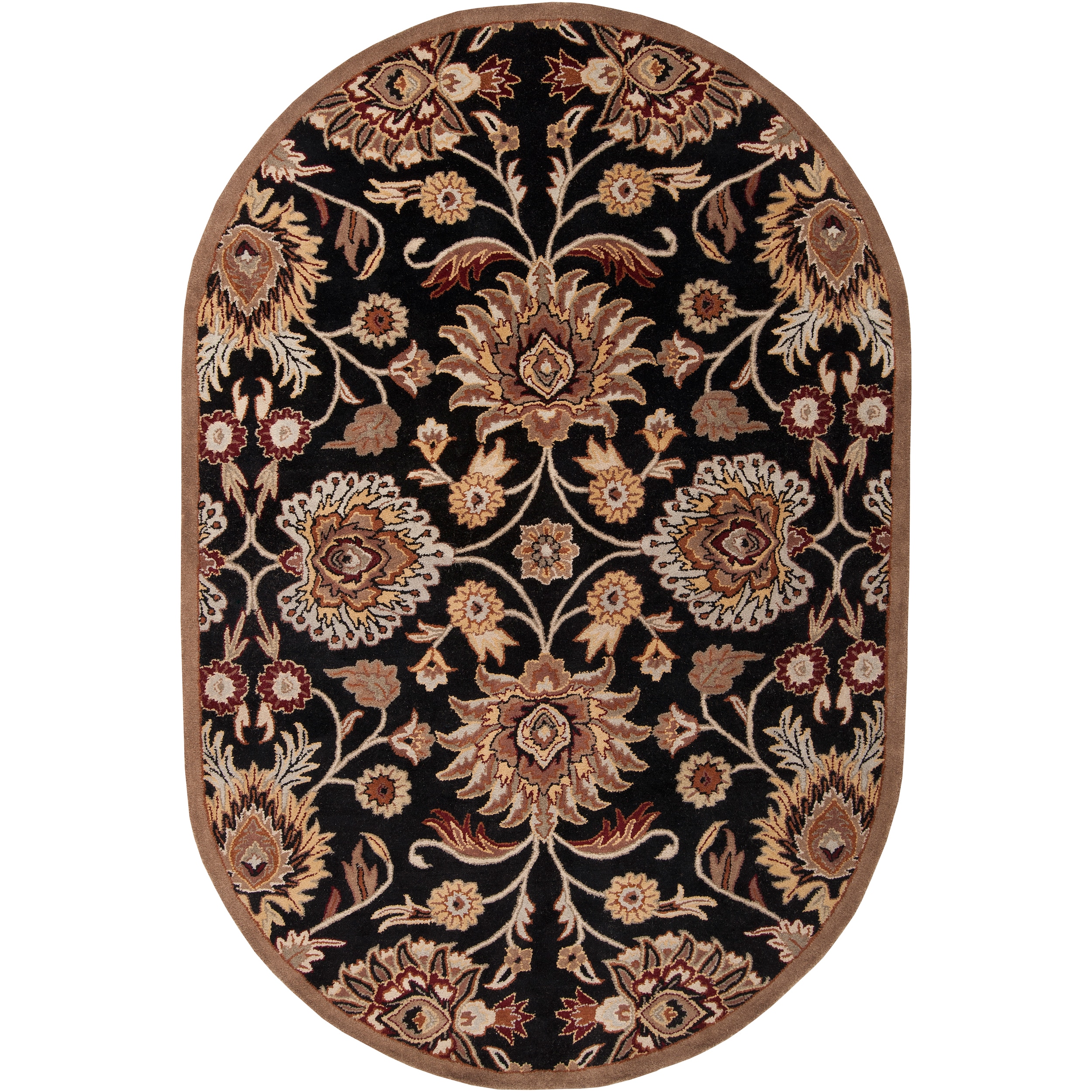 Hand tufted Maroon Kiser Wool Rug (6 X 9 Oval)