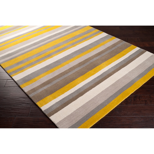 Loomed Yellow Madison Square Wool Area Rug - 5' x 7'6"