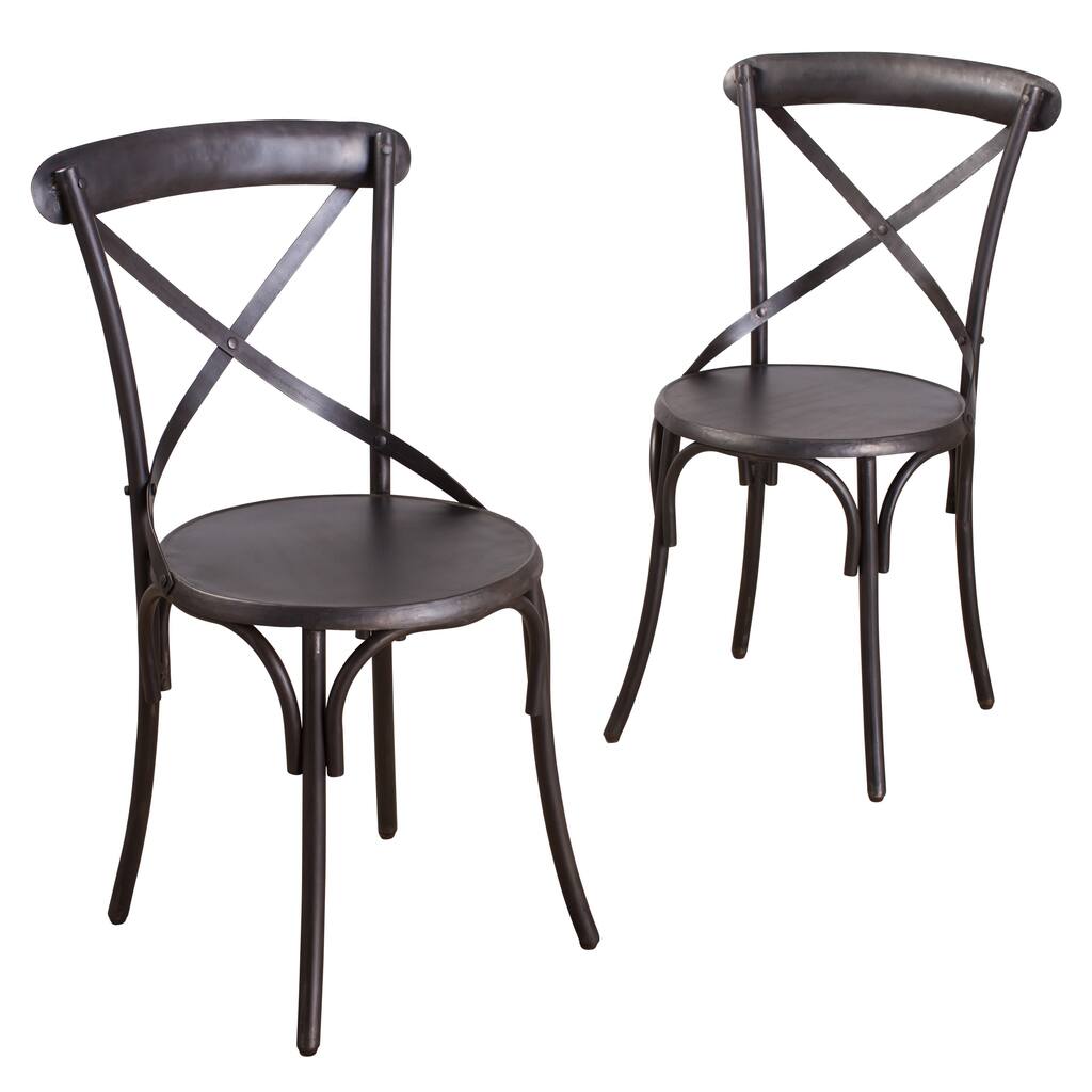 Handmade Metal Bistro Chairs Zinc Finish (Set of 2) (India)
