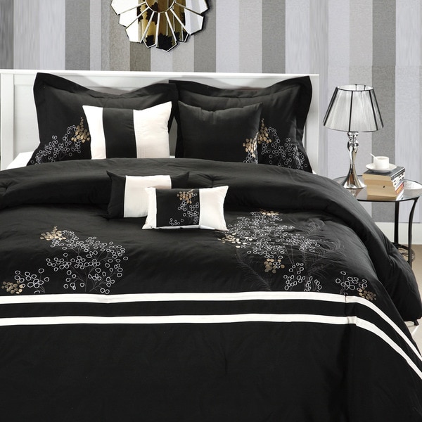 Park Avenue Black/white 8-piece Comforter Set - 14258497 - Overstock ...