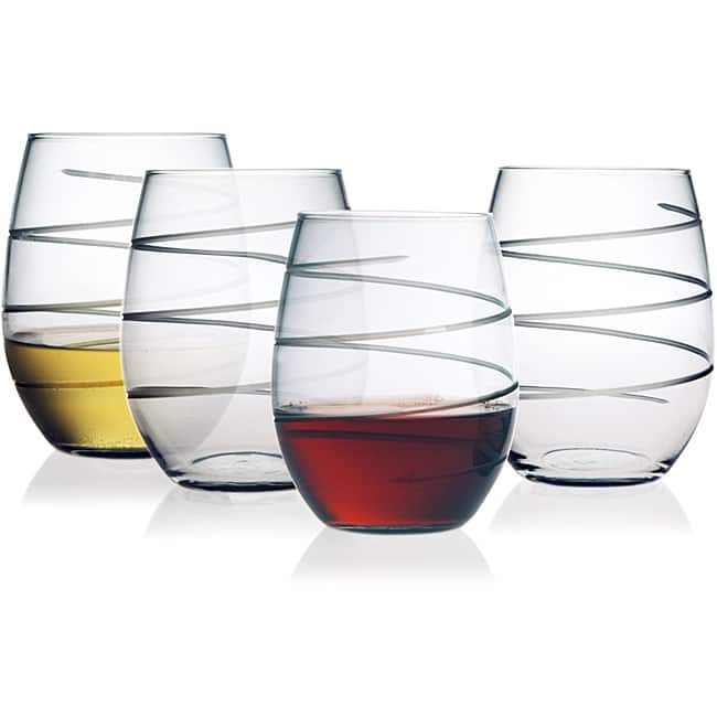 Spiral Collection Stemless Wine Glasses (Set of 4)