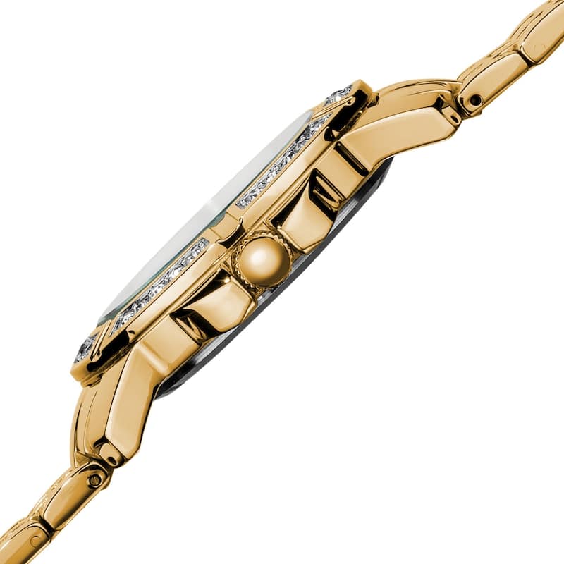 Burgi Women's Stainless Steel Diamond Gold-Tone Bracelet Gold-Tone Bracelet Watch