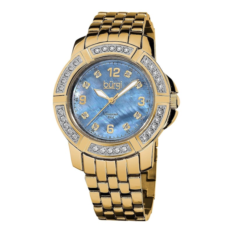 Burgi Women's Stainless Steel Diamond Gold-Tone Bracelet Gold-Tone Bracelet Watch