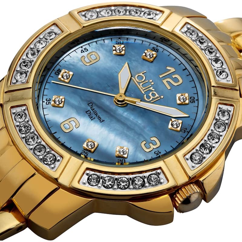 Burgi Women's Stainless Steel Diamond Gold-Tone Bracelet Gold-Tone Bracelet Watch