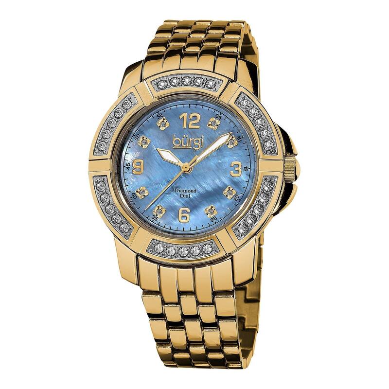 Burgi Women's Stainless Steel Diamond Gold-Tone Bracelet Gold-Tone Bracelet Watch