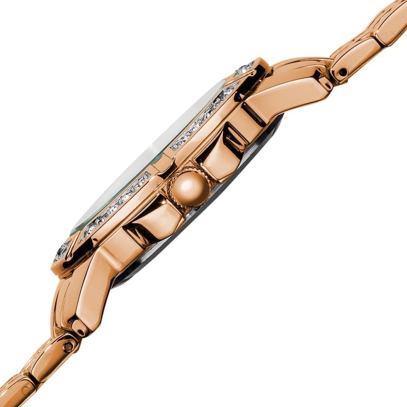 Burgi Women's Stainless Steel Diamond Rose-Tone Bracelet Rose-Tone Bracelet Watch