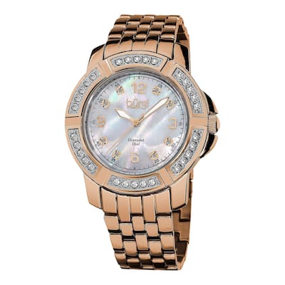 Burgi Women's Stainless Steel Diamond Rose-Tone Bracelet Rose-Tone Bracelet Watch
