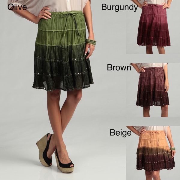 Tokyo Collection Women's Tye Die Cotton Tiered Skirt