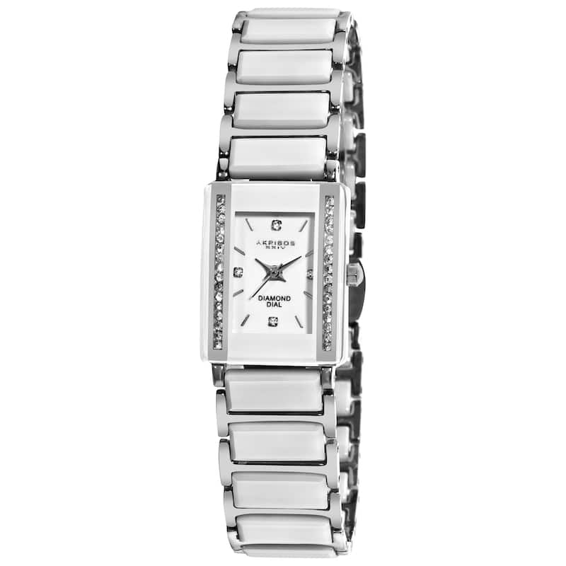 Akribos XXIV Women's Rectangular Ceramic Japanese Quartz Bracelet Watch