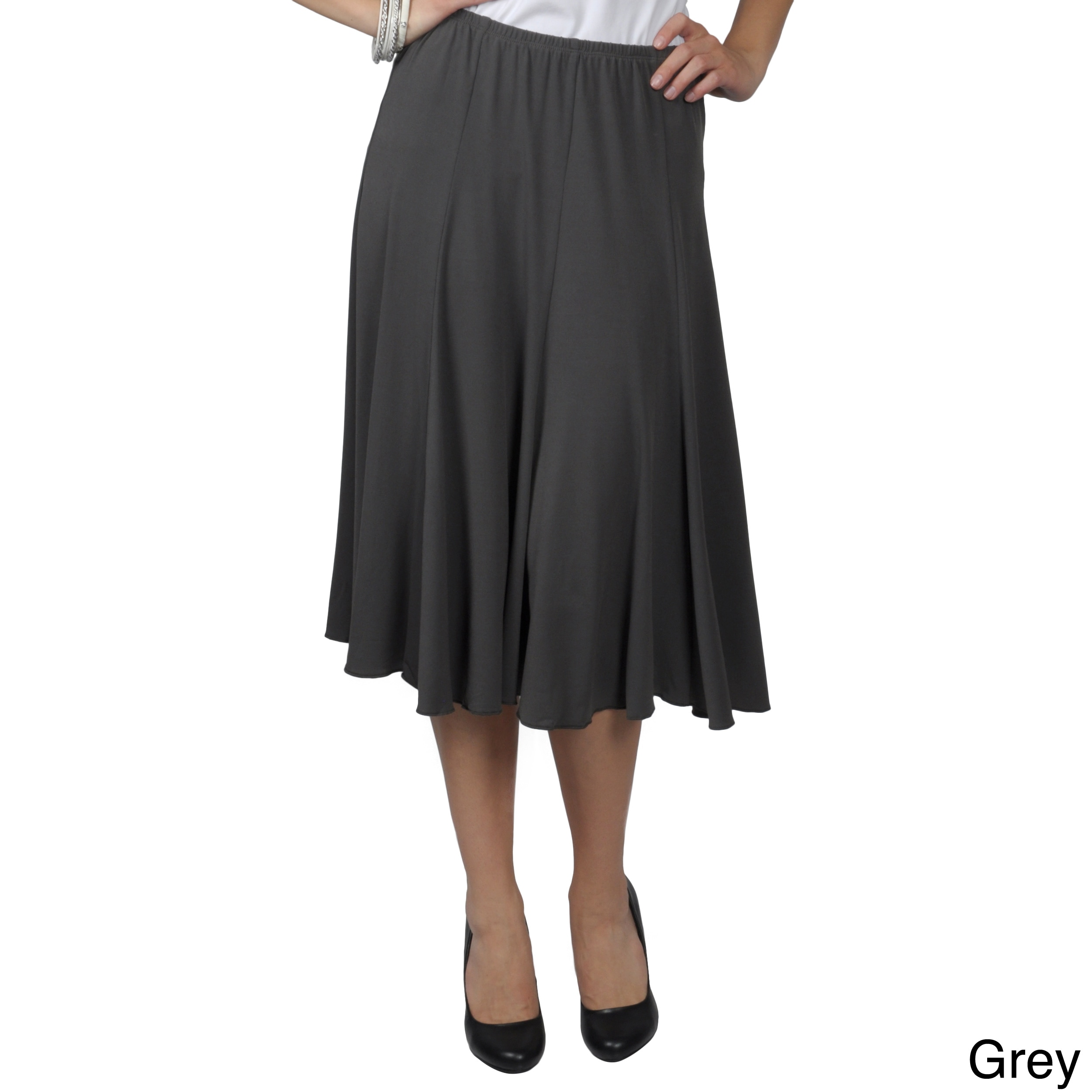 Journee Collection Womens Solid colored Flowing Knit Flare Skirt