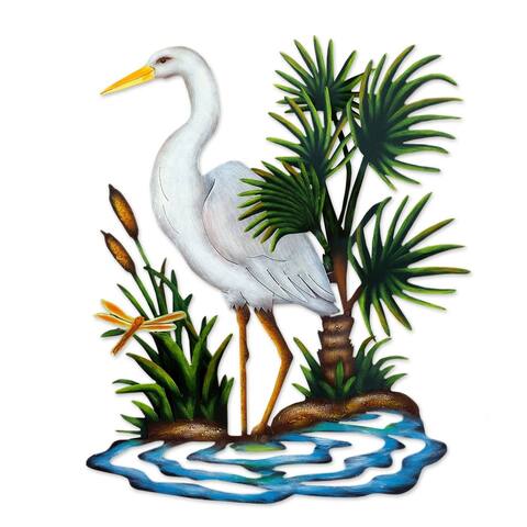 Handmade Heron in Chapala Metal Wall Art (Mexico)