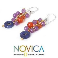 Multi gemstone 'Radiant Color' Cluster Earrings (Thailand) Novica Earrings