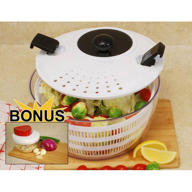 Salad Spinner 4.5-quart Capacity with Bonus Mini Twist Chopper - White/Clear