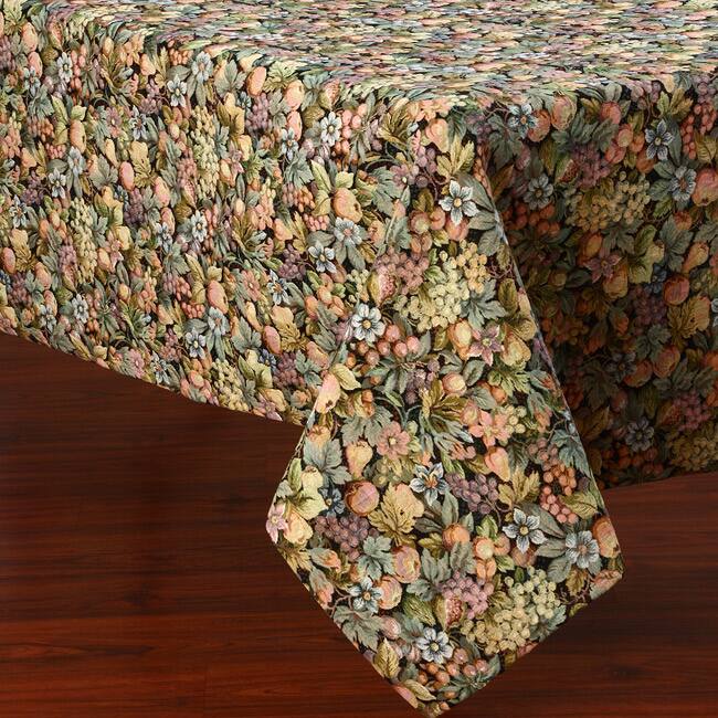 Corona Decor Multicolor Floral Design 50 x 90-inch Italian Heavy Weight Tablecloth