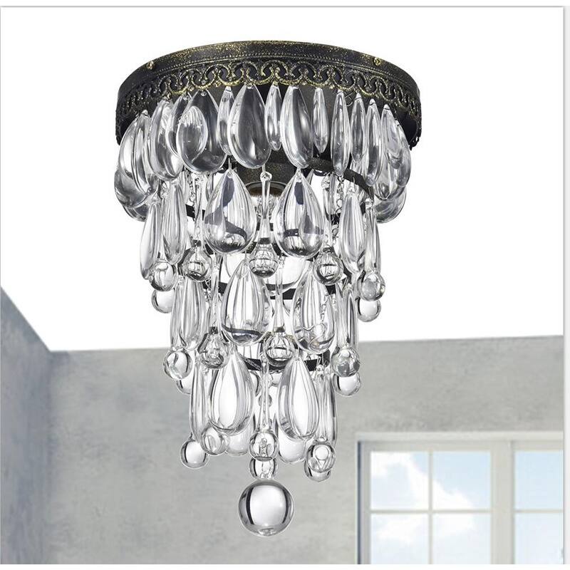 Cone Shape Antique Copper Finish Flushmount Ceiling Chandelier - N/A