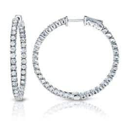 Auriya 14k Gold 2 carat TW Medium Diamond Hoop Earrings - 1.29-inch (J-K, I1-I2)