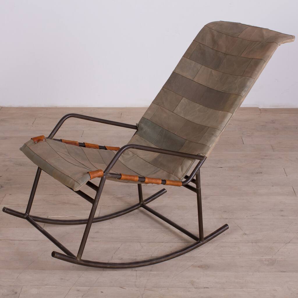 Handmade Delhi Reclaimed Canvas Rocking Chair (India)