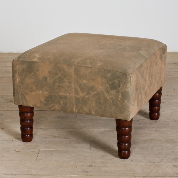 Shop Handmade Reclaimed Canvas Ottoman (India) Free Shipping Today