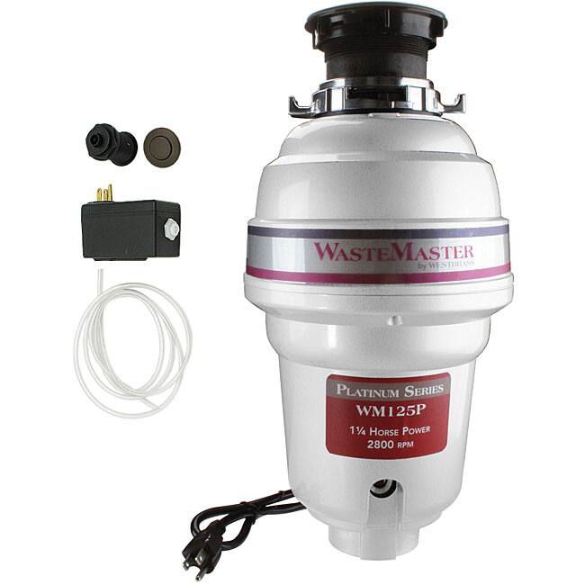WasteMaster WM125P 1.25 HP Food Waste Garbage Disposal with Bronze Air Switch Kit