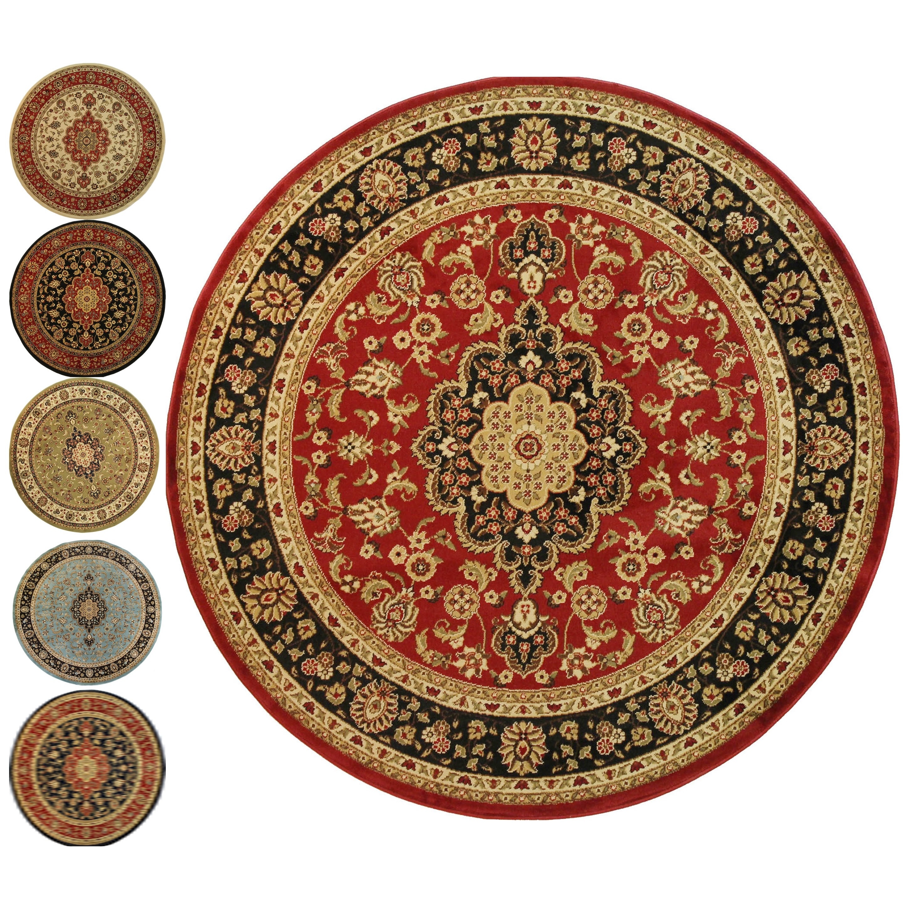Medallion Traditional Red Area Rug (5 3 Round)