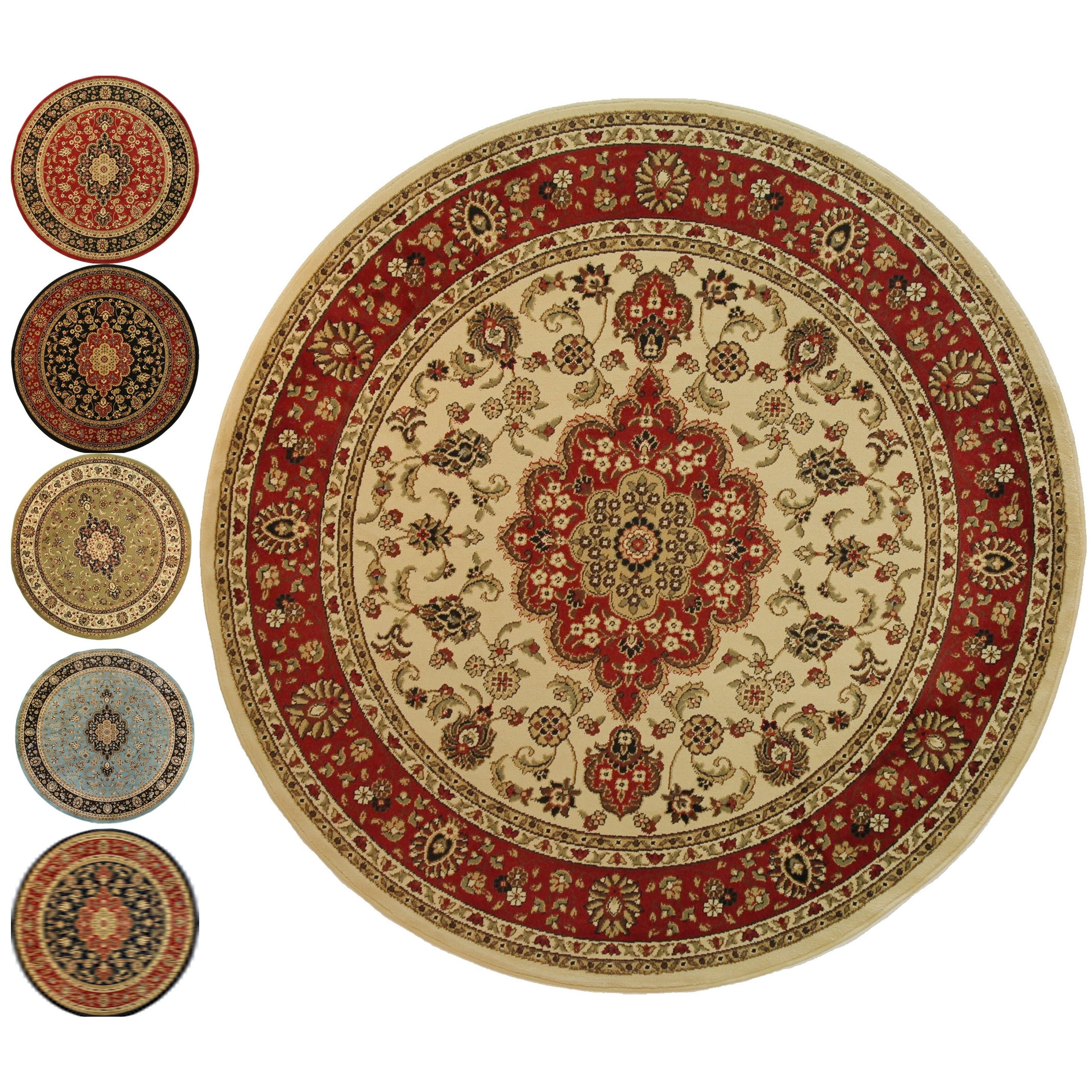 Medallion Traditional Ivory Area Rug (5 3 Round)