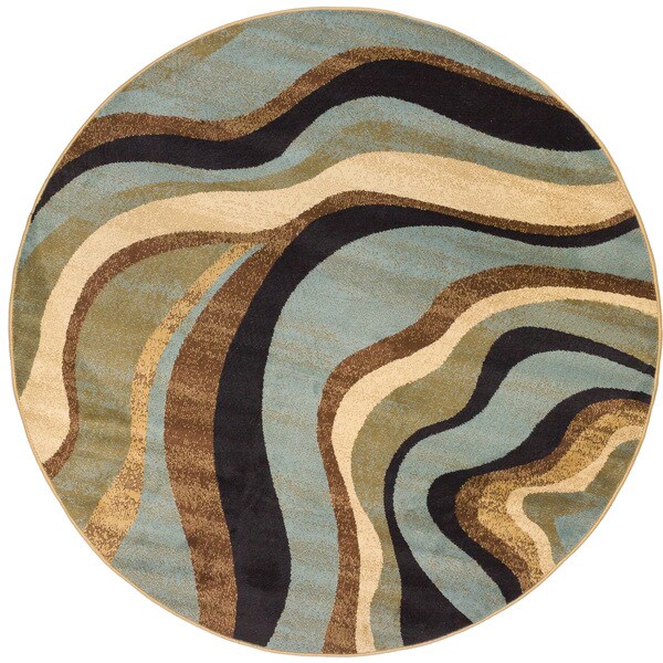 Shop Well Woven Waves Contemporary Round Rug 5'3 Free Shipping