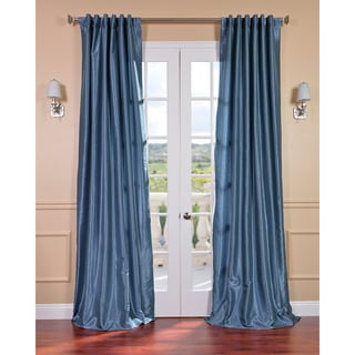 Provencial Blue Vintage Faux Dupioni Silk 96 inch Curtain Panel EFF Curtains