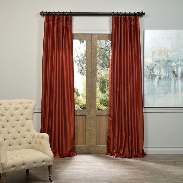 Shop Eff Burnt Orange Vintage Faux Dupioni Silk Curtain Panel