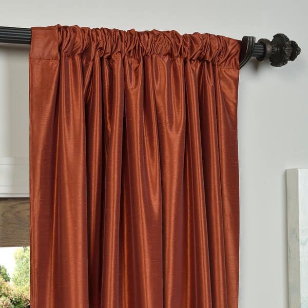Shop Eff Burnt Orange Vintage Faux Dupioni Silk Curtain Panel
