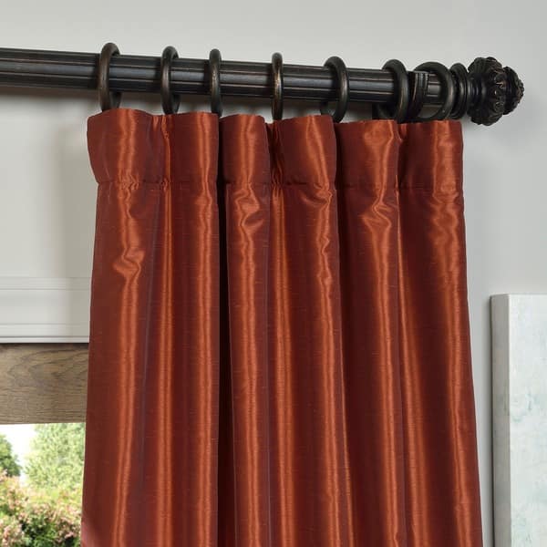Shop Eff Burnt Orange Vintage Faux Dupioni Silk Curtain Panel