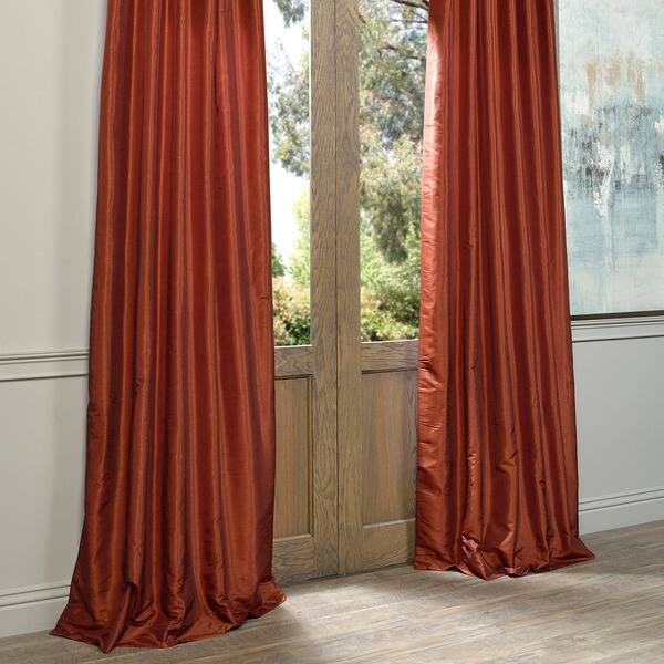 Shop Eff Burnt Orange Vintage Faux Dupioni Silk Curtain Panel