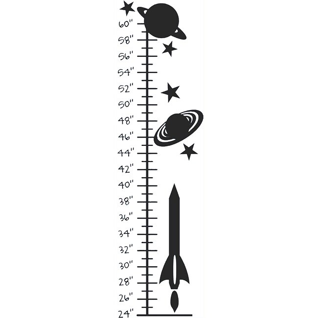 shop kids room spaceship growth chart vinyl wall decal - ships to