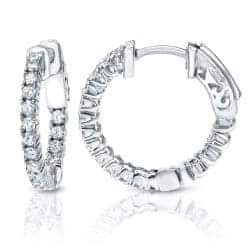 Auriya 14k Gold 3/4ctw Small Diamond Hoop Earrings - 0.73-inch (J-K, I1-I2)