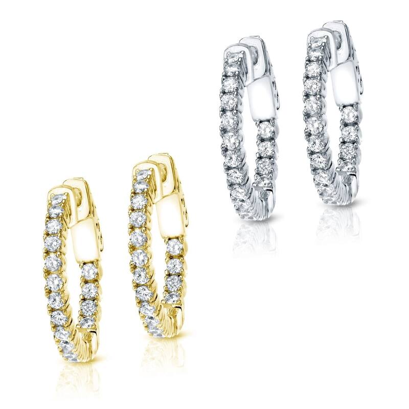 Auriya 14k Gold 3/4ctw Small Diamond Hoop Earrings - 0.73-inch (J-K, I1-I2)