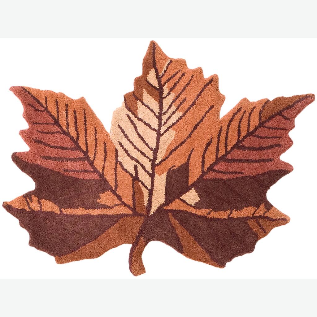 Hand-tufted Mandara Fall Leaf Wool Rugs (2' x 2'6) (Set of - 2' x 2'6"