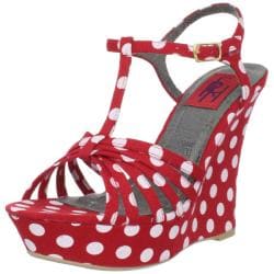 Fahrenheit Women's 'Betsy-02' Red Polka Dot Wedge Sandals - 14263057 ...