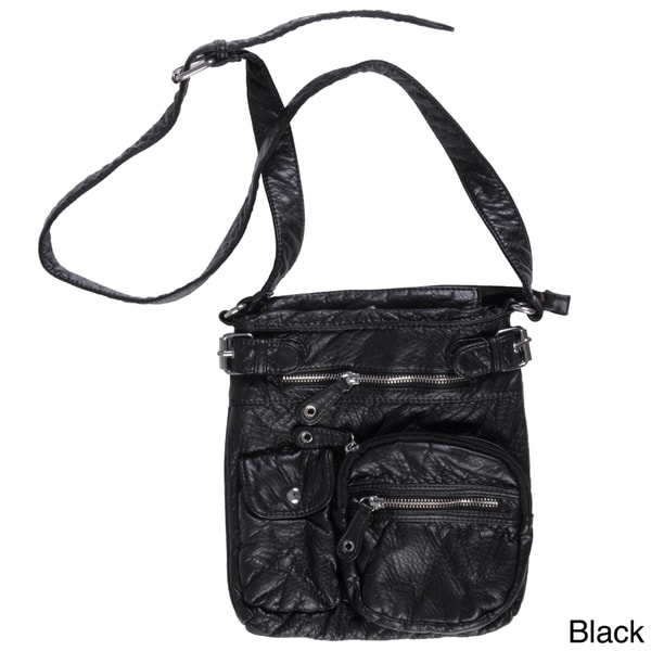 Womens White Multi Pocket Faux Leather Shoulder Bag Ladies Cross Body Handbag