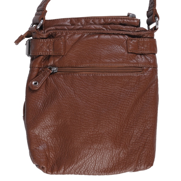 Ladies Women Faux Leather Medium Cross Body Multi Pocket Shoulder Bag Handbag
