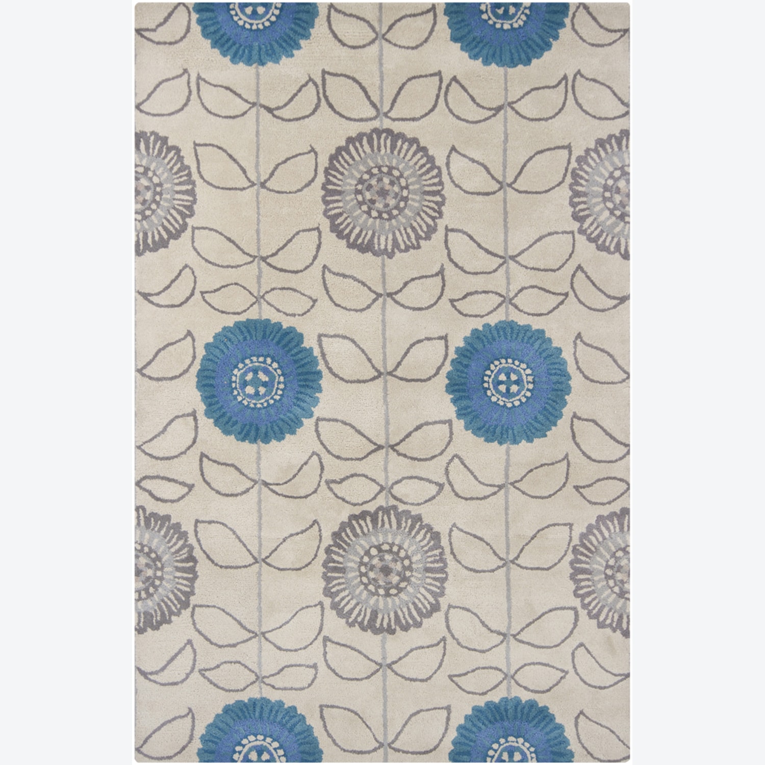 Hand tufted Mandara Floral Beige Wool Rug (5 X 76)